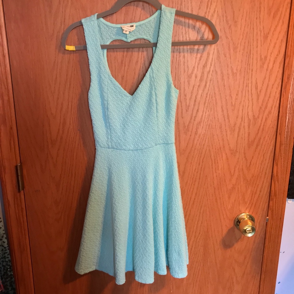 Mint summer dress with heart cutout back